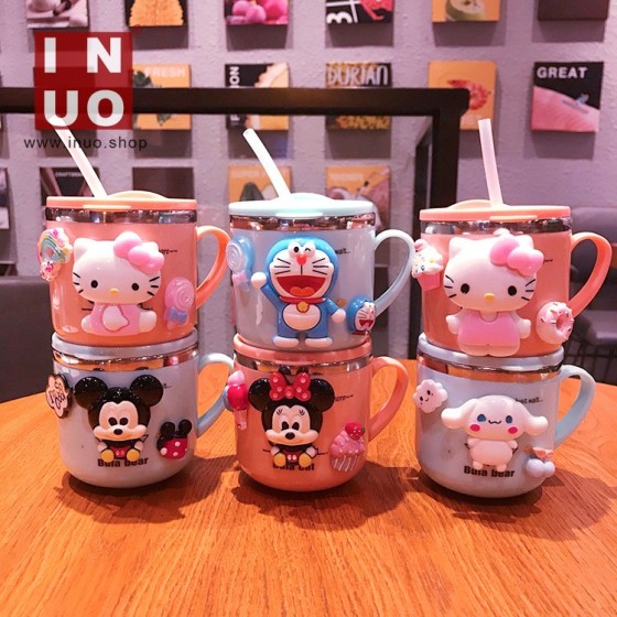 Dibujos animados lindos 304 vasos de agua de pajitas infantiles de acero inoxidable,